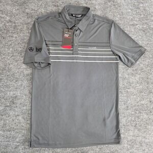 Travis Mathew  Polo Shirt Mens Small Grey Coto Chest Stripe Performance Golf NWT